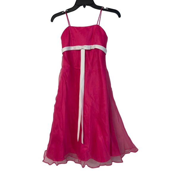 Girls Youth Alfred Angelo Fuchsia Formal Dress Size 10  A-Line Bridesmaid 7248 - Picture 1 of 5